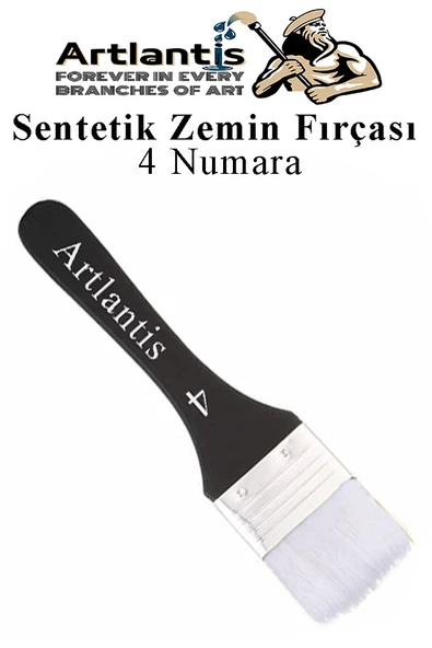 Zemin Fırçası 4 Numara 1 Adet Siyah Saplı Beyaz Fırça Kıllı Sentetik İpek Uçlu Kıl Akrilik Guaj Yağlı Boya Fırçası Zemin ürün görseli 1