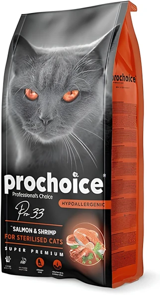 Prochoice Pro 33 Sterilised Somonlu ve Karidesli Kısırlaştırılmış Yetişkin Kedi Maması 15 Kg ürün görseli 1