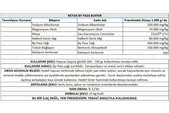 Hs Tarım Retox By-Pass Buffer Toz Premiks 25 Kg - Resim 4