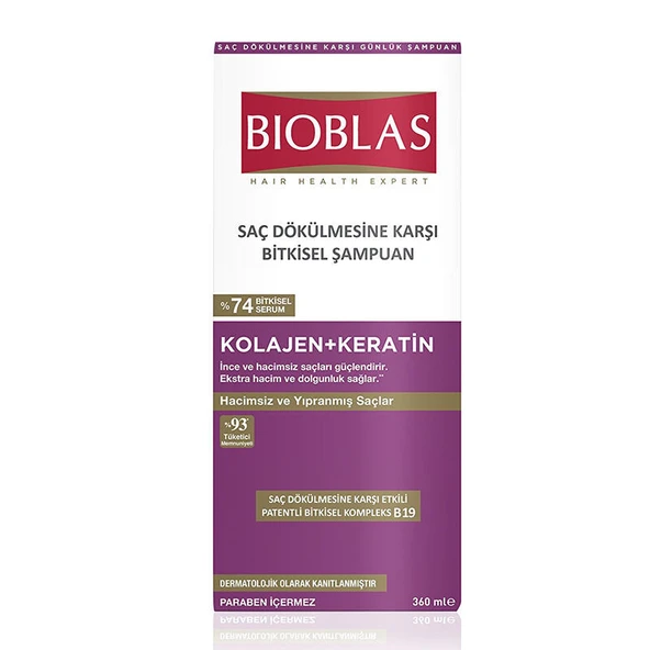 Bioblas Keratin & Kolajen 360 ml Saç Dökülmesine Karşı Şampuan ürün görseli 1