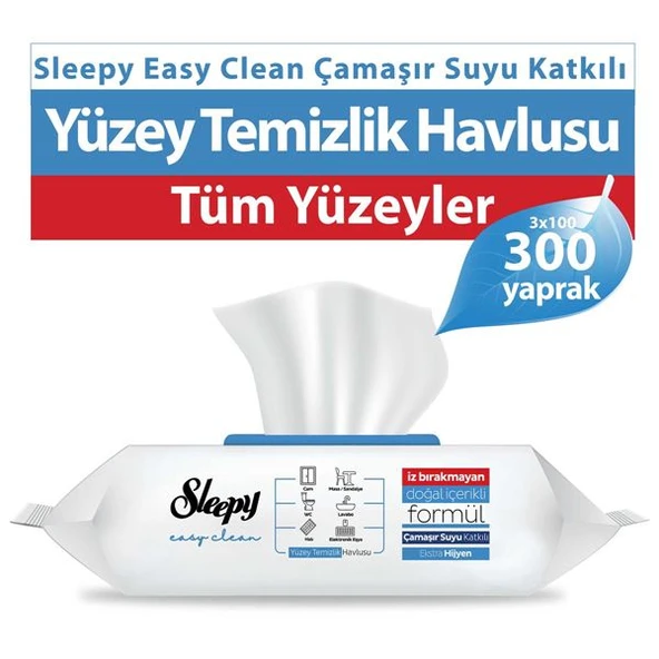 Sleepy Easy Clean Çamaşır Suyu Katkılı Yüzey Temizlik Havlusu 3x100 (300 Yaprak) ürün görseli 1