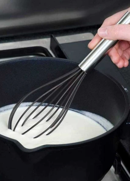 Sos Çırpma Teli Silikon Yumurta Çırpıcı Çikolata Çırpıcı Krema Çırpıcı Çelik Saplı 30 cm ürün görseli 1