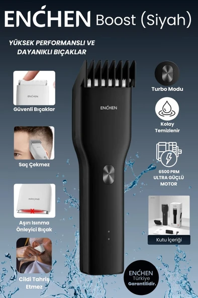 Enchen Boost Siyah Taşınabilir Şarjlı Saç Kesim Makinesi ürün görseli 1