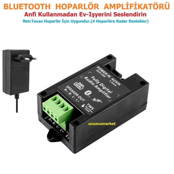 Bluetooth Hoparlör amplifikatörü (Tavan hoparlör için Uygundur- 4 Hoparlöre Kadar Destekler) ürün görseli 1