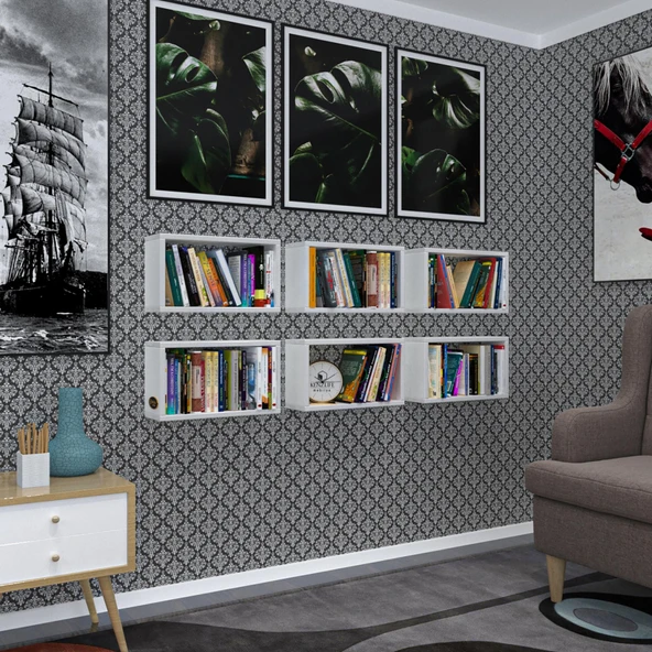 Kenzlife duvar rafı kitaplık hülas byz 022*039*13 altılı duvara asma aparatlıdır 6 adet ürün görseli 1