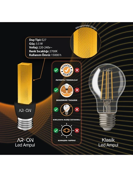 AR-ON Yeni Nesil LED Ampul MOD1002-14-2700 - Resim 2