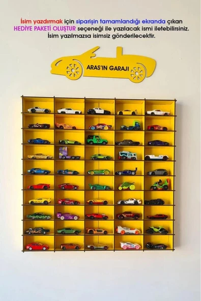 SLY-Kişiye Özel Oyuncak Araba Rafı 50'li Beyaz (hotwheels Ve Matcbox Arabaları Için Uygundur) ürün görseli 1