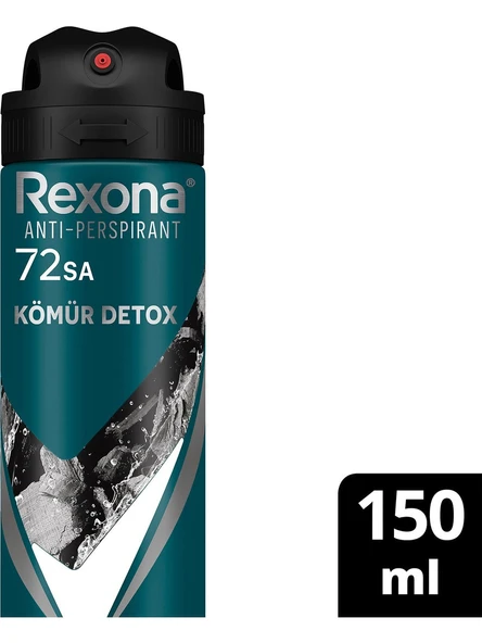 Rexona Men Erkek Sprey Deodorant Kömür Detox 72 Saat Kesintisiz Üstün Koruma 150 ml ürün görseli 1