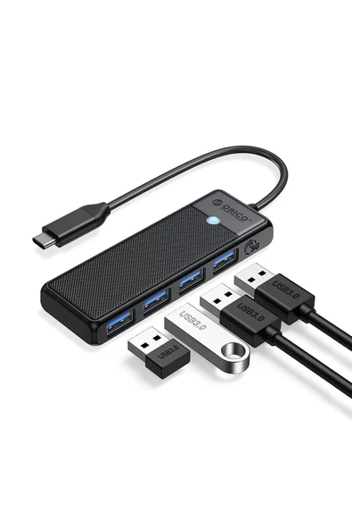Orico 4 Portlu Type-C To USB 3.0 Yüksek Hızlı 5gbps Hub Çoklayıcı Siyah ürün görseli 1