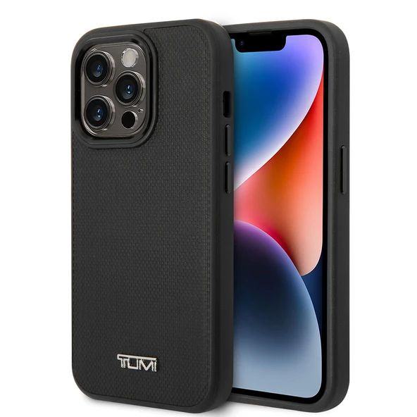 TUMI iPhone 14 Pro Kılıf TUMI M-safe Şarj Özellikli Deri Noktalı Dizayn Kapak ürün görseli 1