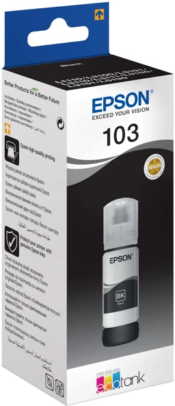 Epson EcoTank 103 65ml Orijinal Black (Siyah) Mürekkep Kartuş C13T00S14A ürün görseli 1