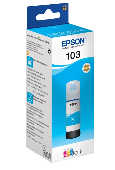 Epson EcoTank 103 65ml Orijinal Cyan (Mavi) Mürekkep Kartuş C13T00S24A ürün görseli 1