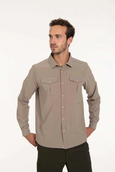 2AS GABLİN - Erkek Likralı Ter Emen - Hızlı Kuruyan Bej Outdoor Gömlek - 2ASGBL0303 ürün görseli 1