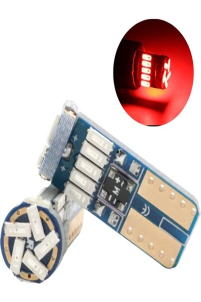 HRPAK T10 Led Ampul Park Led Plaka Led Tavan Led 15 Ledli 12v 5w KIRMIZI Canbus Led (2 adet) ürün görseli 1