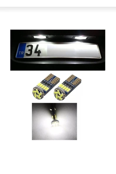 gürlerotoaksesuar T10 Led Ampul Park Led Plaka Ledi 12v 5w Canbuslı 15 Ledli 2 Adet ürün görseli 1