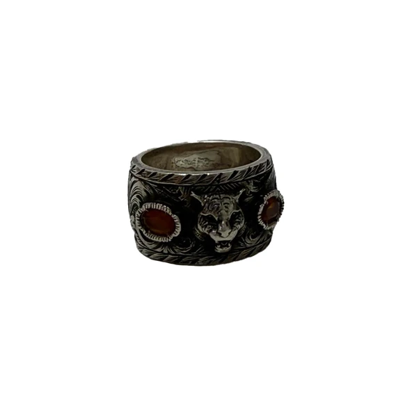 Gucci Kaplan Motifli 925 Ayar Gümüş Yüzük 16,9 Gram ürün görseli 1