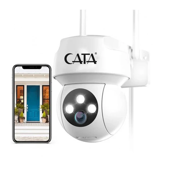 Cata CT-4051 Akıllı Dış Mekan 360° WiFi Güvenlik Kamerası 3MP Full HD Gece Görüşlü Ses ve Hareket Algılamalı Tuya Smart Life Destekli IP Kamera ürün görseli 1