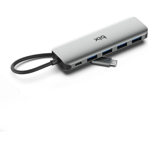 Bix BX07HB 5in1 Type-C Hub 4x USB 3.0, PD Şarj Macbook Uyumlu Çoklayıcı Adaptör ürün görseli 1