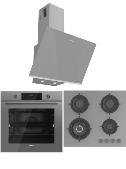 Hafele Orion Gri Ankastre Set 8 (Orion II Ocak + Orion Fırın + Orion Davlumbaz) ürün görseli 1