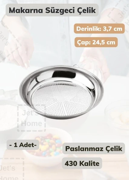Makarna Süzgeci 24,5 cm Paslanmaz Çelik Süzgeç İnce ürün görseli 1