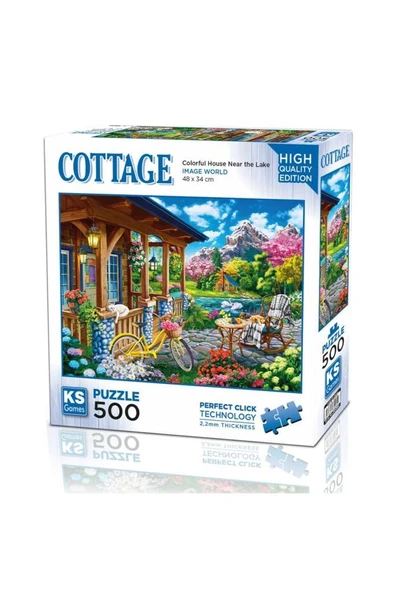 KS PUZZLE 500 PARCA COLORFUL HOUSE NEAR THE LAKE ürün görseli 1