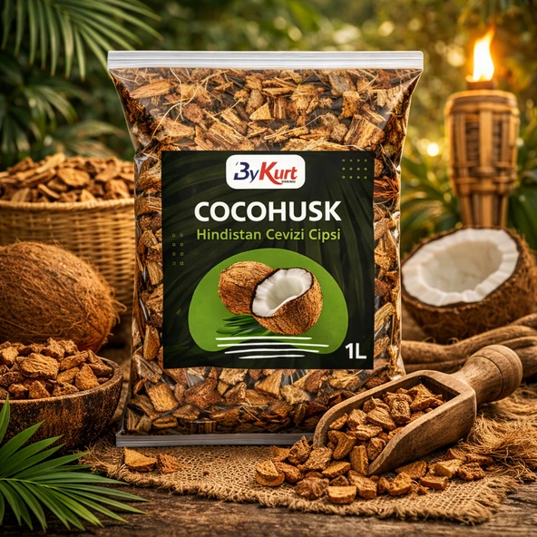 ByKurt CocoHusk 1L Hindistan Cevizi Cipsi Orkide Bakımı ve Kök Gelişimi İçin Doğal Malzeme ürün görseli 1