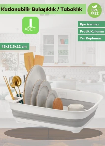 Pratik Katlanabilir Tabaklık Katlanır Tabaklık Silikon Bulaşıklık BPA Free ürün görseli 1