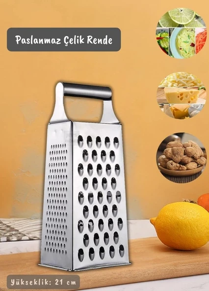 Paslanmaz Çelik Rende 4 Taraflı Sebze Rendesi Çelik Rende İnox 21 cm ürün görseli 1