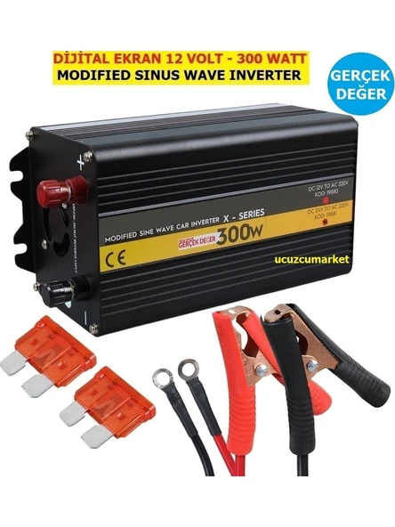 İnverter  12 Volt - 300 Watt Modifıed Sinus Wave Gerçek Değer (12V - 220V Çevirici) ürün görseli 1