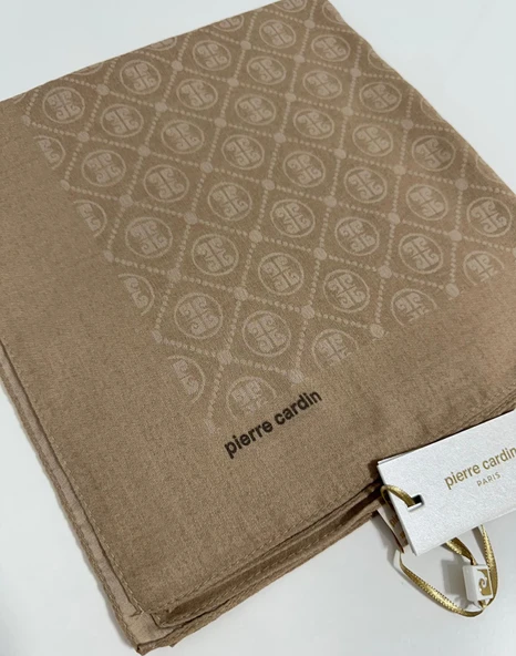 Elegans Monogram Eşarp - 1090750 -981 Camel - Resim 2