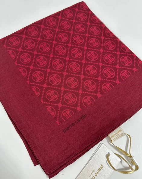 Elegans Monogram Eşarp - 1090750 -941 Bordo - Resim 2