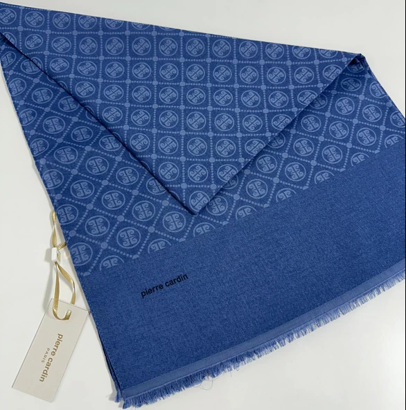 Elegans Monogram Şal-75 X 190-090700-922 İndigo Mavi ürün görseli 1
