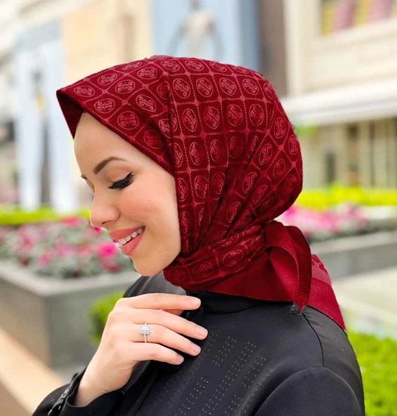 Elegans Monogram Eşarp - 1090750 -941 Bordo ürün görseli 1