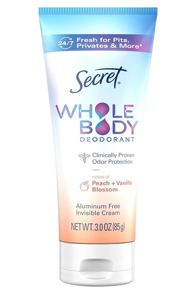 Secret Whole Body Peach + Vanilla Blossom Alüminyumsuz Tüm Vücut Krem Deodorant 85GR ürün görseli 1