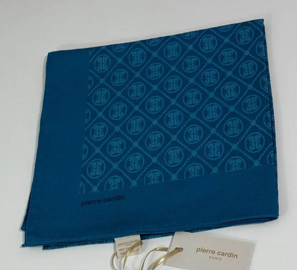 Elegans Monogram Eşarp - 1090750 -923 Petrol - Resim 2