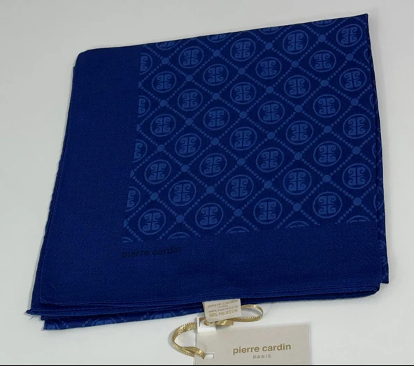 Elegans Monogram Eşarp - 1090750 -924 Saks Mavi - Resim 3