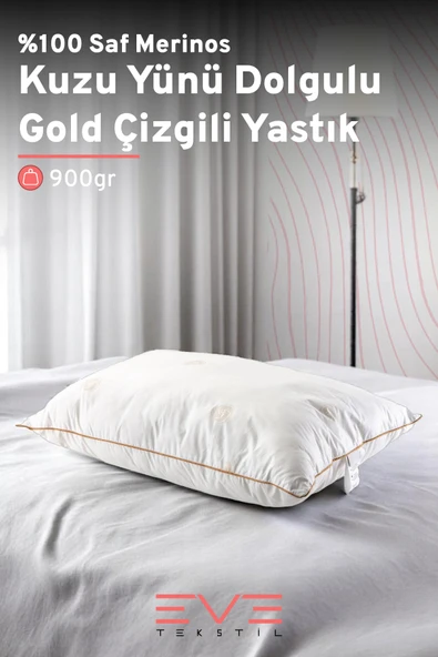 %100 Merinos Kuzu Yünlü Antialerjik Yıkanabilir Fermuarlı Doğal Yastık 50x70 Cm 900 Gr ürün görseli 1