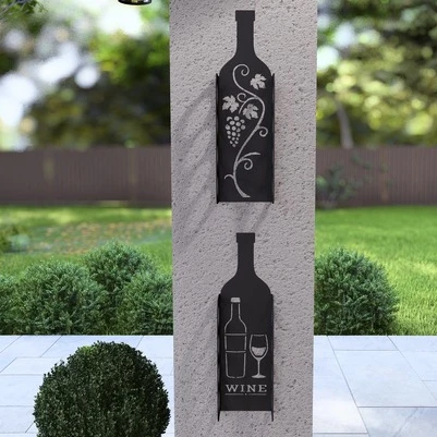 Şarap Şişesi Duvar Rafı Metal Desenli ürün görseli 1