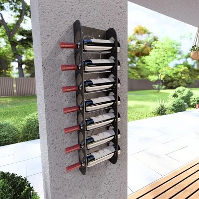 Şarap Şişesi Duvar Rafı Uzun Boylu Metal Desenli ürün görseli 1