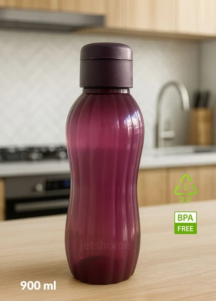 Su Şişesi Sızdırmaz Kapak Okul Matarası BPA Free Suluk Orta Boy Kokusuz Matara Mürdüm 900 ml ürün görseli 1