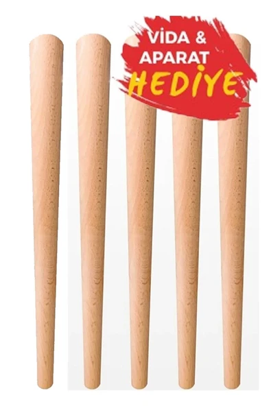 5 Adet Lüks 70 Cm Ahşap Ham Masa Ayağı Çap: 4,2 Cm Hobi Dıy (VİDA VE APARATLARIYLA BİRLİKTE) ürün görseli 1