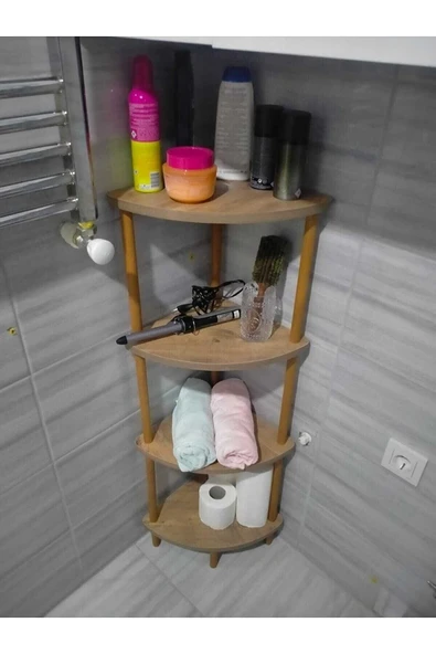 Mutfak Banyo Dolabı Rafı Çok Amaçlı Organizer Raflar Köşelik Ahşap Raflı 4 Katlı Atlantik Çam 110x39 ürün görseli 1