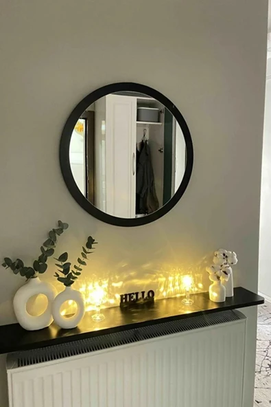 Dekoratik Yuvarlak Ayna 45 Cm Çap Antre Hol Koridor Duvar Salon Mutfak Banyo Ofis Makyaj Aynası ürün görseli 1