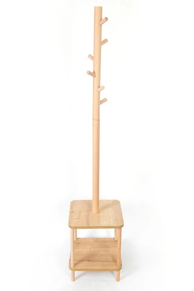 8 Askılı Portmanto Komodinli Ayakkabılık Vestiyer Naturel Ağaç Antre Ev Ofis 170x35x35 Cm ürün görseli 1