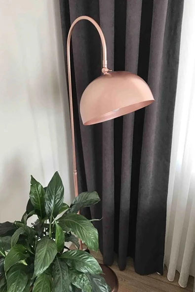 Lambader Bakır Metal Gövde Modern Tasarım Ayarlanabilir Başlık Yerden Dekoratif Aydınlatma 160 cm ürün görseli 1