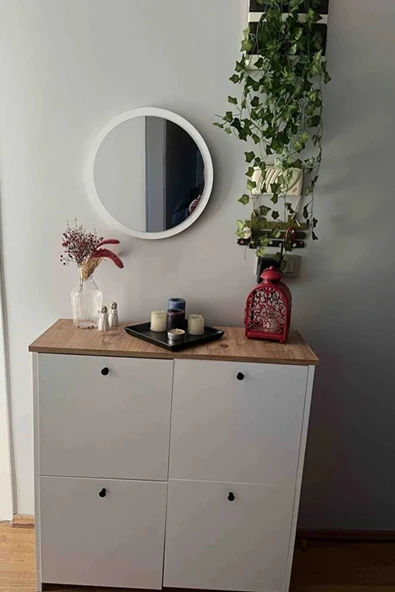 Dekoratik Yuvarlak Ayna 45 Cm Çap Antre Hol Koridor Duvar Salon Mutfak Banyo Ofis Makyaj Aynası ürün görseli 1