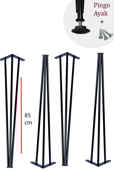 85 Cm Petek Üstü Raf & Dresuar Ayağı Metal Profil Boru Firkete Ayak Yüksek Bar Masası 4 Adet Pingolu ürün görseli 1
