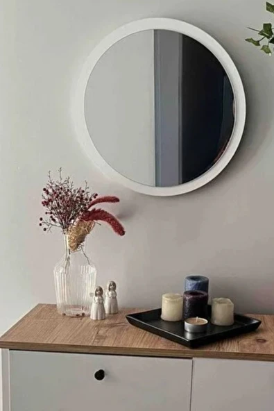 Dekoratik Yuvarlak Ayna 60 Cm Çap Antre Hol Koridor Duvar Salon Mutfak Banyo Ofis Makyaj Aynası ürün görseli 1