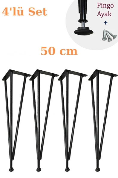 Metal Boru Ayak Kütük Masa Dresuar Kaşıklık Kitaplık Orta Sehpa Zigon Ayağı 50 Cm (4 Adet) ürün görseli 1