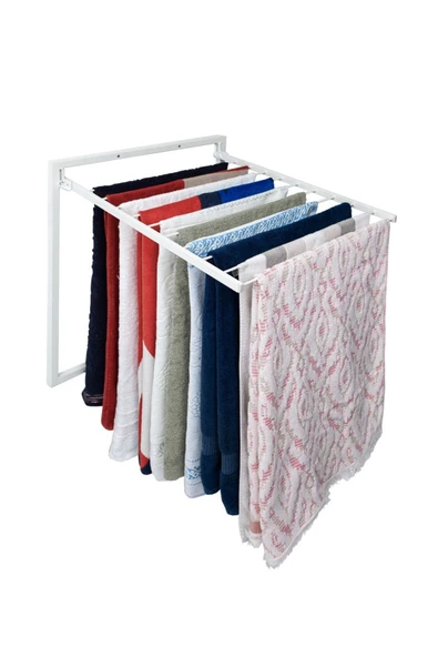 Duvara Monte Katlanabilir Ergonomik Çamaşır Havlu Kurutma Askılık 11 Paslanmaz Çelik Çubuk 70x60 cm ürün görseli 1